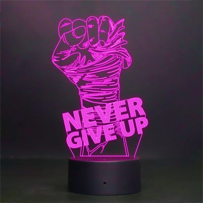 Never give up 3D led lamp with 7 Color Changing Light Home Decoration Night Light